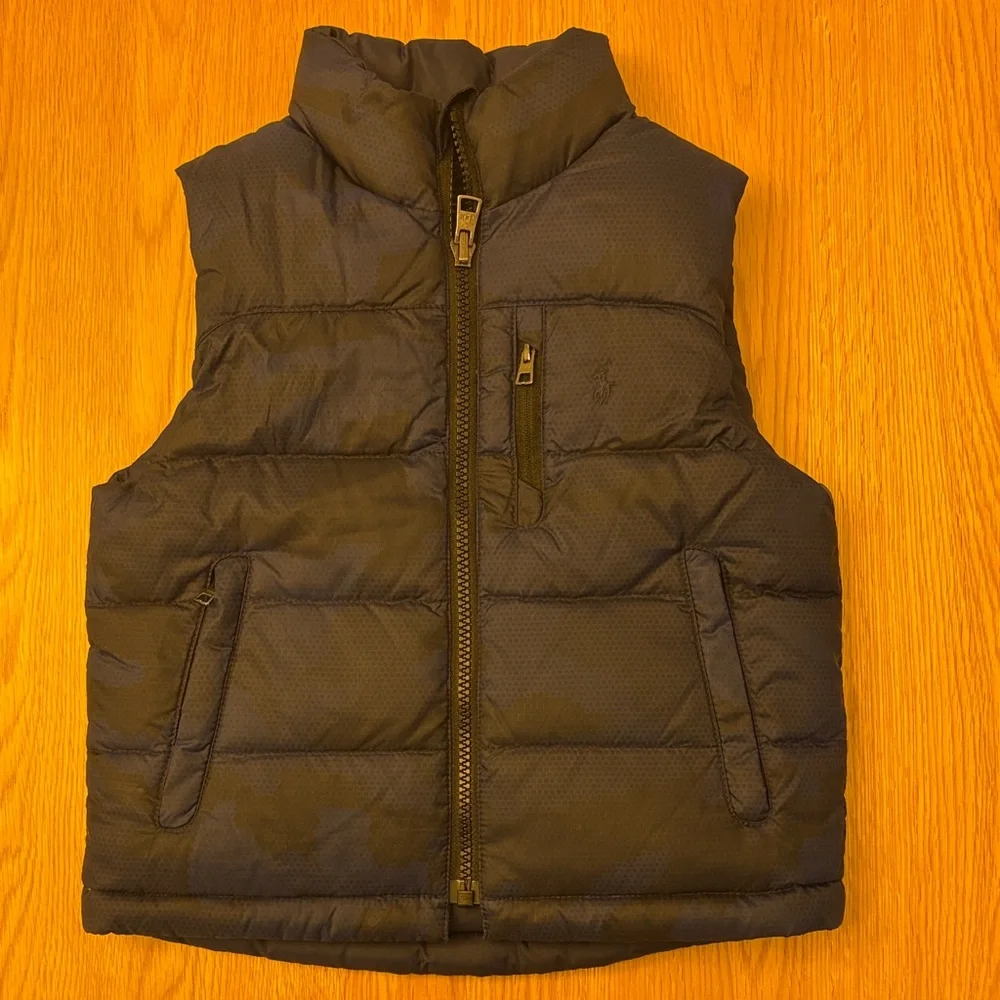 Perfect for Fall! Polo Ralph Lauren Kids Camouflage NavyPuffer Vest - reversible